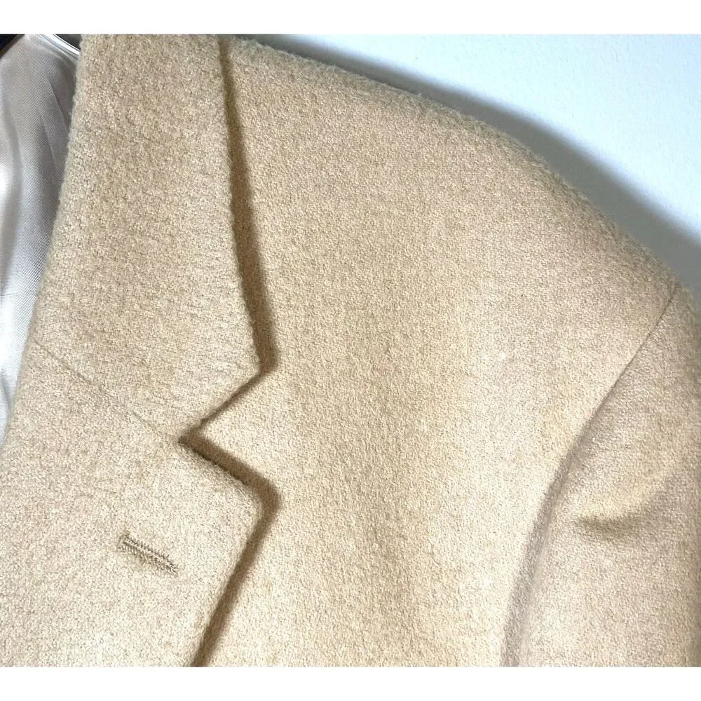 Jos A Bank 100% Camel Hair Sport Coat Mens 48R Blazer Jacket Tan Two Button VTG
